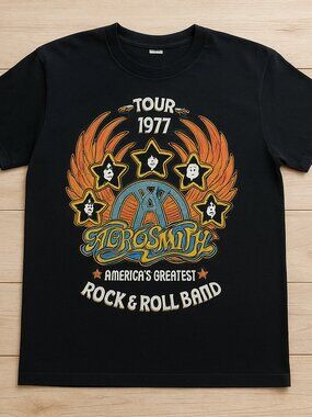 Aerosmith 1977 Tour Graphic T-Shirt | Vintage Rock & Roll Band Tee
